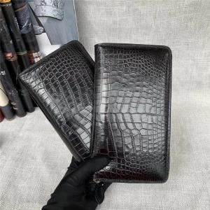 Genuine Real True Crocodile Belly Skin Male Clutch Purse Men's Long Wallet Authentic Alligator Leather Large Card Holder