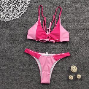 Swimming Two Pink Bikini Set UPF 50++ Sexy Ladies Bikini Nylon Fabric