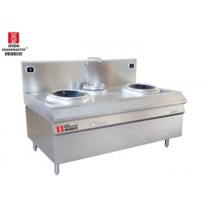 China Stainless Steel Commercial Induction Wok Cooker  2 Burners Wok Cooking Equipment supplier