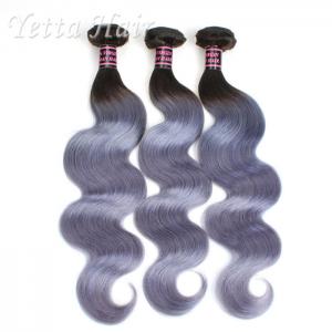 7A Virgin Brazilian Hair 1B / Grey Ombre Human Hair Extensions Body Wave