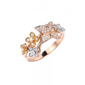 Wedding rings Rose Gold Butterfly Diamond Ring 18K gold diamond rings