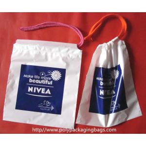 Plastic Drawstring Backpack Bags / Drawstring Carrier Bags 2 Colors Gravure Printing