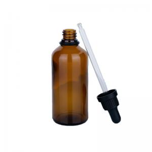 China 100ml Glass Cosmetic Dropper Bottles Essential Oil Clear Brown Glass Bottles supplier