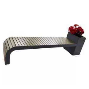 China Rustproof Decoration Outdoor Metal Bench With Flower Planter supplier