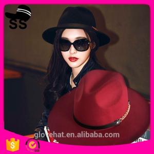 China 2017 NEW style YIWU fedora boater 57cm 100% Wool felt cowboy cowgirl womens party summer straw hats supplier