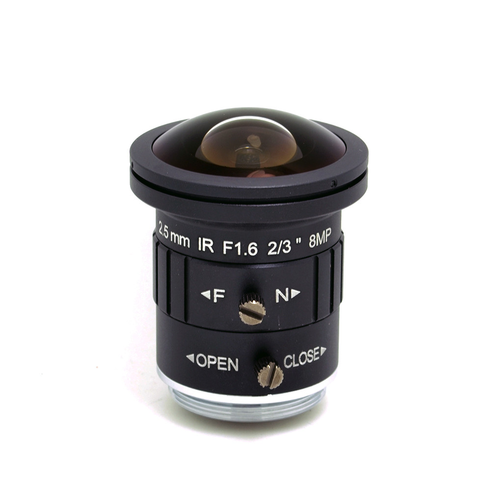 China 2.5m m 4K 8MP 2/3 megapíxel auto del iris 8 de la opinión de F1.6 IR Fisheye del CS del soporte de la lente Mono-focal granangular del CCTV para la cámara del CCTV 4K supplier