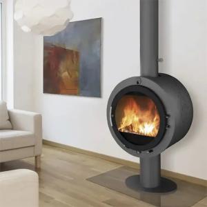 Wall Mounted Wood Burning Floating Fireplace Hanging Ceiling Round Design Fireplace