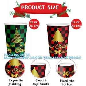 Christmas Paper Coffee Cups With Sleeves Lids 12 Oz Xmas Disposable Party Cup Christmas Tree Hot Cocoa Cups