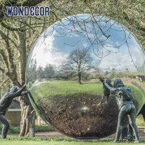 Customized Stainless Steel Garden Sculptures Outdoor Person Push Ball Large