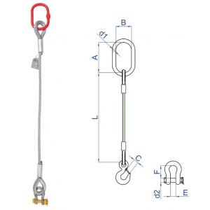 1.3 Tonne 12mm Single Leg Wire Rope Sling , Soft Eye Wire Rope Sling