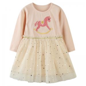 Girls Lace Embroidered Print Long Sleeve Dress Children'S Dress Clothing