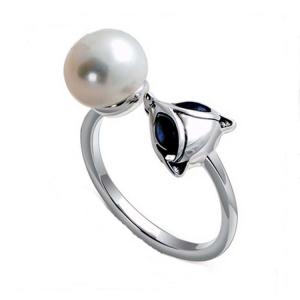 Fox Style Retro Vintage Silver Pearl Ring (057559)