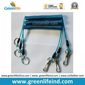 High Security Wire Reinforced Stretch Coil Lanyard with Quick Release Snap Hook and Split Ring