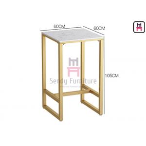 Marble Top 2ft Metal Square High Table 60cm Length Golden Lacquered Metal Frame