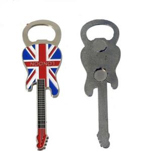 Custom Promotion LONDON Tourism Souvenir Gift Guitar Shape Metal Fridge Magnet Beer Bottle Opener, Embossed Logo