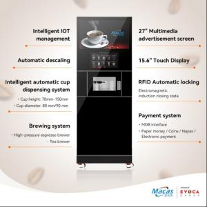 300pcs Cup 80mm/90mm Smart Bean Coffee Vending Machine With Bean Grinder