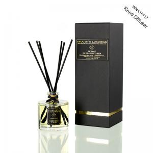China Luxury Transparent Round Bottle Home Reed Diffuser with Black Gift Box supplier