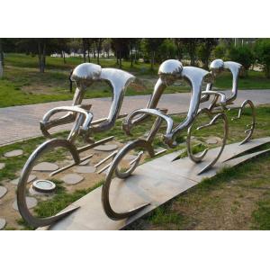 China Metal Abstract Cyclist Sculpture Stainless Steel For Garden Decoration wholesale
