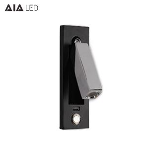 impaction hotel wall light with usb port 3W usb book lighting rechargeable headboard led bed wall light