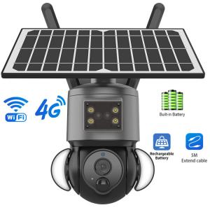 IP65 Waterproof 4G Solar Wifi Camera With Red Blue Alert Lighting