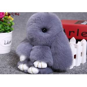 China Colorful Real Fur Bunny Keychain , Furry Animal Keychain For Charm Bag supplier