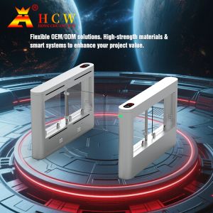 China HCW CW406 Swing Barrier Turnstile Gate With 8 Pairs Infrared Detection Sensors Fast Speed 30-60 Person/Minute And 5 Million Times Life Span wholesale