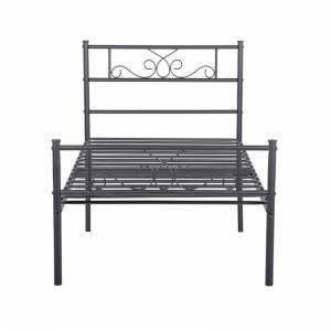 Black Adult Metal Double Bed Smooth Finish Edges Electrostatic Powder Coating