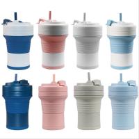 China 550ml Collapsible Silicone Drinking Glass Travel Mug Coffee Cup BPA Free on sale