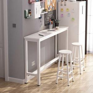 China 1.6m White Kitchen Bar Table Stool Set Melamine MFC With Metal  Legs supplier