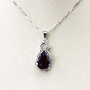 China 925 Silver Amethyst CZ Pendant and Silver Chain Necklace 18 Inches(PSJ0402) supplier