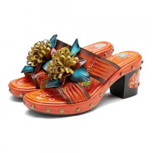 Handmade Fashion Women Sandals Slippers 3D Flowers Platform Slipper Shoes