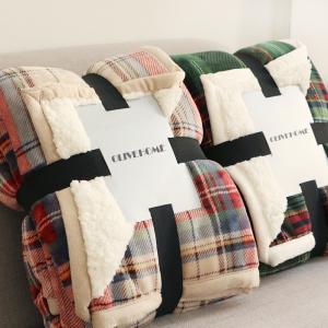 Customized Popular Plaid Sofa Flannel Sherpa Fleece Throw Blanket for High Standards