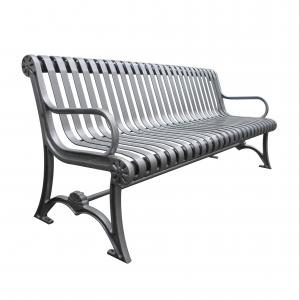 China Waterproof Urban Outdoor Metal Garden Bench With Cast Iron And Steel Flat Bar supplier