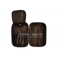 China Brown Expandable Makeup Brush Bag Cosmetic Holder Travel Handbag High Quality on sale