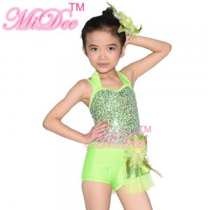 Confetti Halter Neck Sequin Dress , Shuttle Pleated Skirt Dress Dance Clothes For Kids