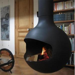 Hotel And Indoor Decorative Suspended Fireplace Wood Burning Steel Stove