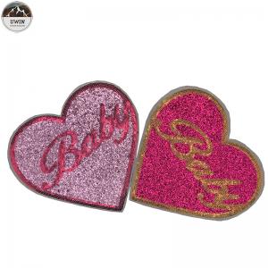 China Heart Custom Embroidered Logo Patches , Cute Handmade Embroidered Patches supplier
