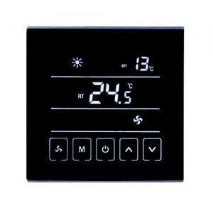 China Black Touch Screen Digital Room Thermostat IP20 NTC Sensor 86*86*14mm Size wholesale