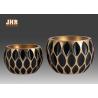 China Decorative Geometric Pattern Fiberglass Flower Pots With Gold Leafed Finish wholesale