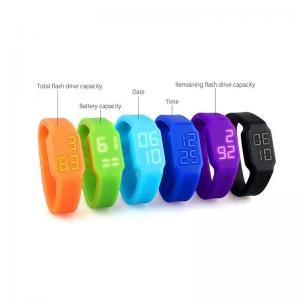 LED Watch Silicone Wristband USB Flash Drive, Multi-functional Led Bracelet USB Memory