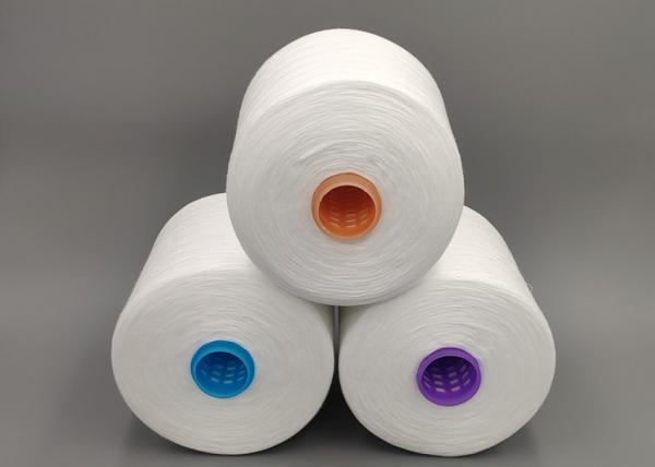 Hanchuan City Spun Polyester Yarn Ne 20/3 Raw White On Dyeable Tube