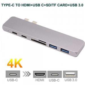 China Type-C USB-C Hub Adapter For MacBook Pro SD/Micro SD CardReader Dual USB 3.0 Polt and  Type-C USB3.1 hub supplier