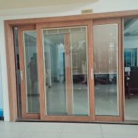 China Heavy Duty Aluminum Sliding Doors For Villa Commercial Buildings Wood Grain on sale