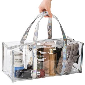 China Tote Bag for Women Clear Gym Bag PVC Beach Bag Sports Duffel Bag with Durable Metal Zipper (One Clear Bag) supplier