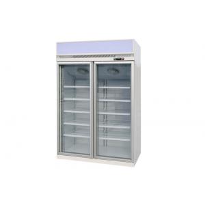 China Digital Thermostat Upright Glass Door Freezer With Led Canopy Light supplier