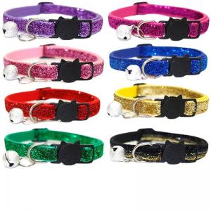 Safety Buckle Cat Pet Training Collars Soft Velvet With Bell
