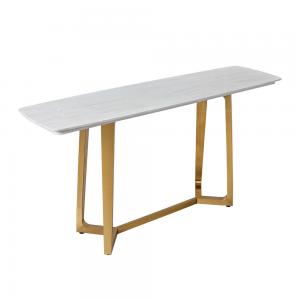 Rectanagle Stick SS Marble Top Console Table 2.4 Meter Long