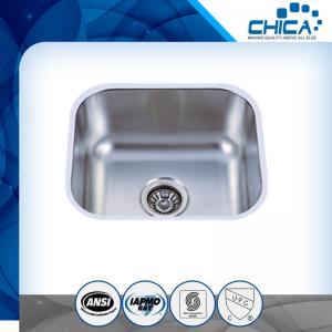 China Four tap hole stainless steel sink with single bowl and stain polish for america market with SUS304 supplier