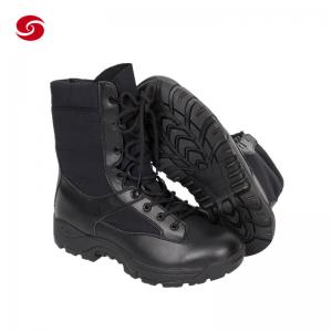 China Black Tactical Military Combat Shoes Army Combat Boots Solider Leather Boots supplier