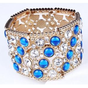 European and American fashion exaggerated color diamond wide bracelet